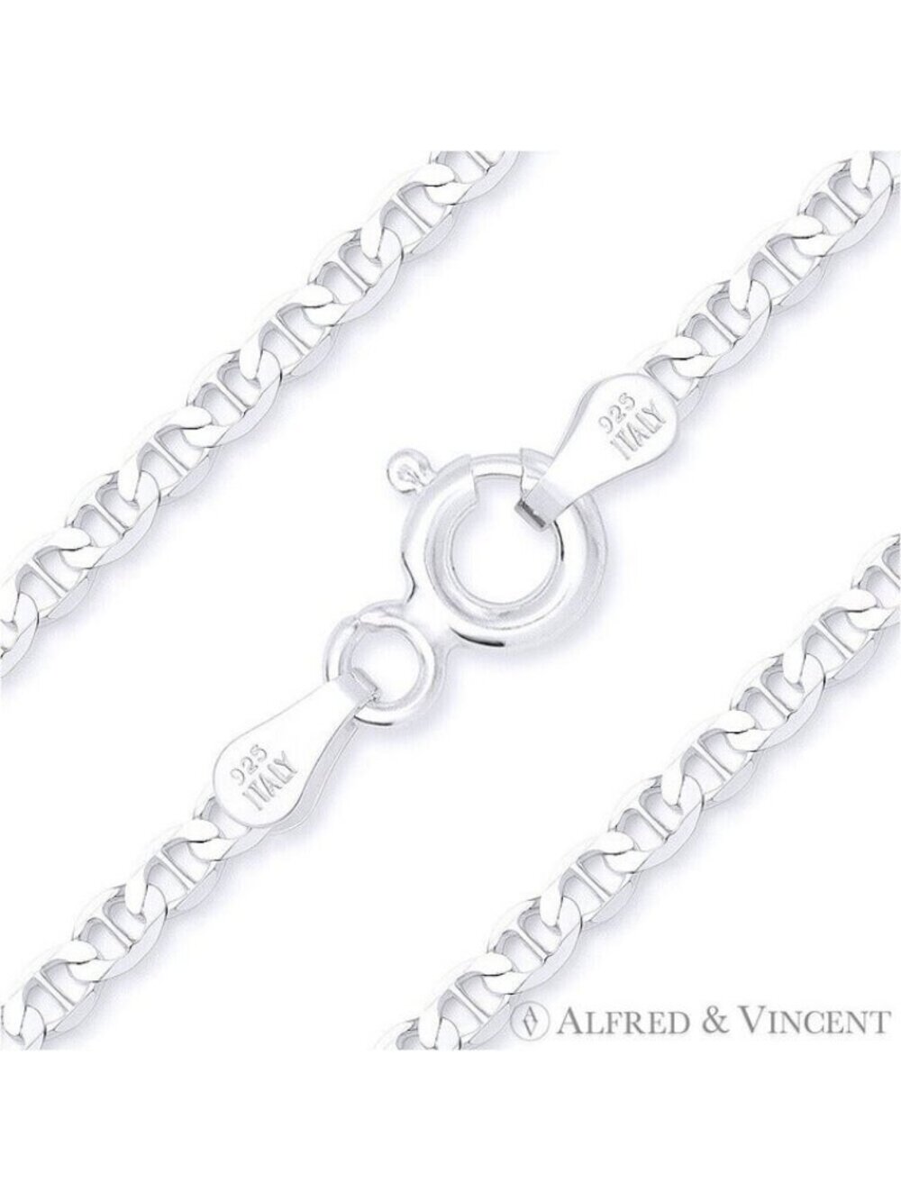 Marina / Mariner Link Italian Chain Anklet in Solid .925 Sterling Silver - 9"